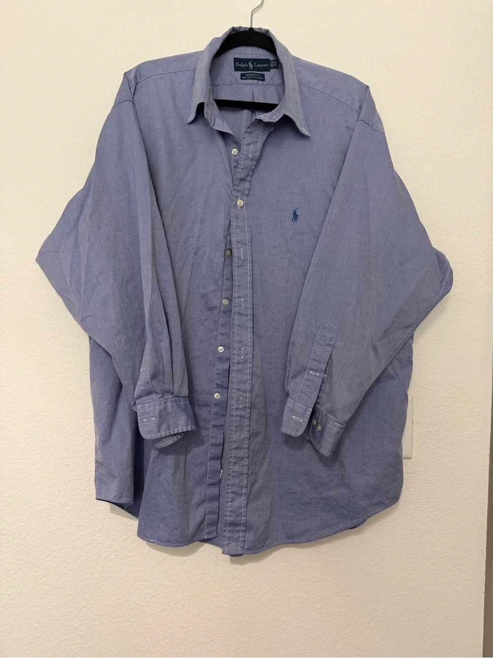 Vintage Ralph Lauren Men’s Button-Down Shirt in Faded Blue
